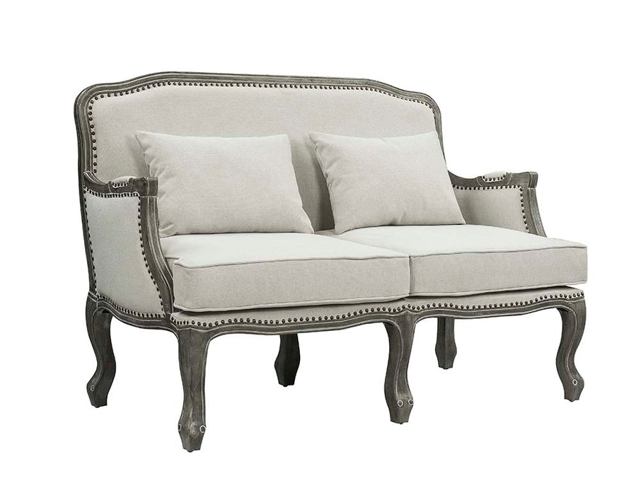 Tania 56"L Linen Loveseat with 2 Pillows