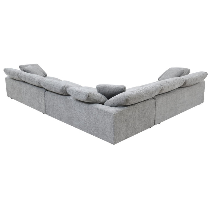 Naveen Linen Sectional Sofa with 6 pillows