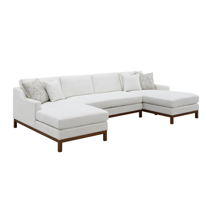 Valiant 127"L Chenille Sectional Sofa with 4 Pillows