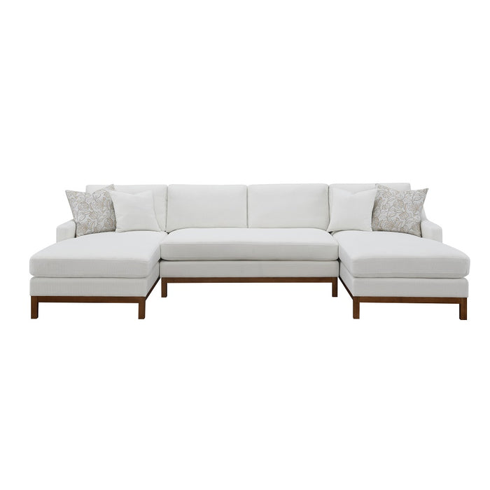 Valiant 127"L Chenille Sectional Sofa with 4 Pillows