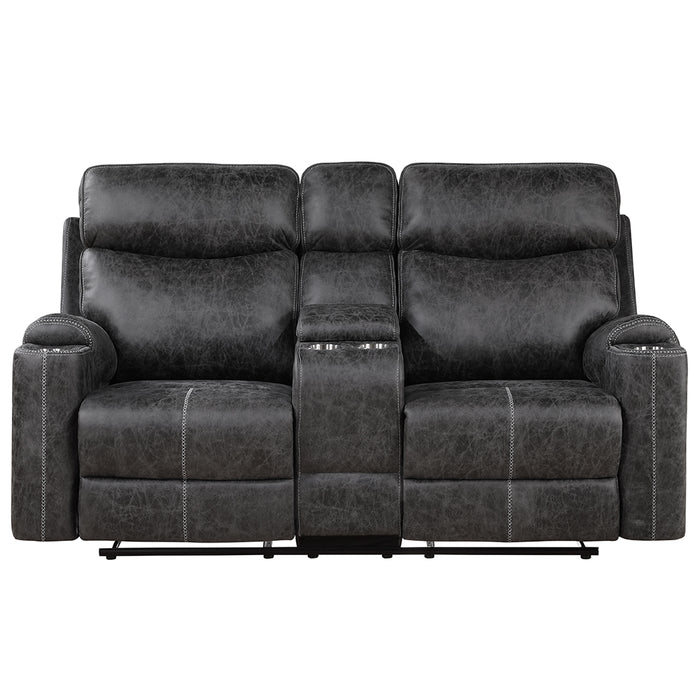 Hirah Upholstered Motion Loveseat with Console & USB Port