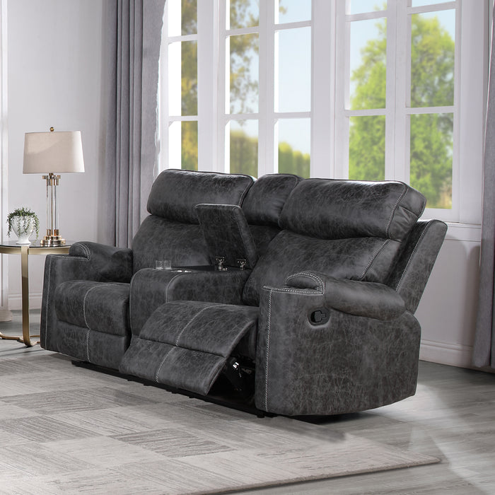 Hirah Upholstered Motion Loveseat with Console & USB Port