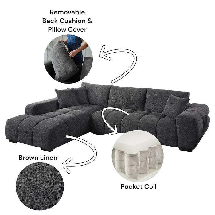 Chosen Upholstered Sectional Sofa with 3 Pillows