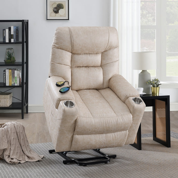 Nairi 36"L Leather Aire Power Recliner with Lift, Heating & Massage