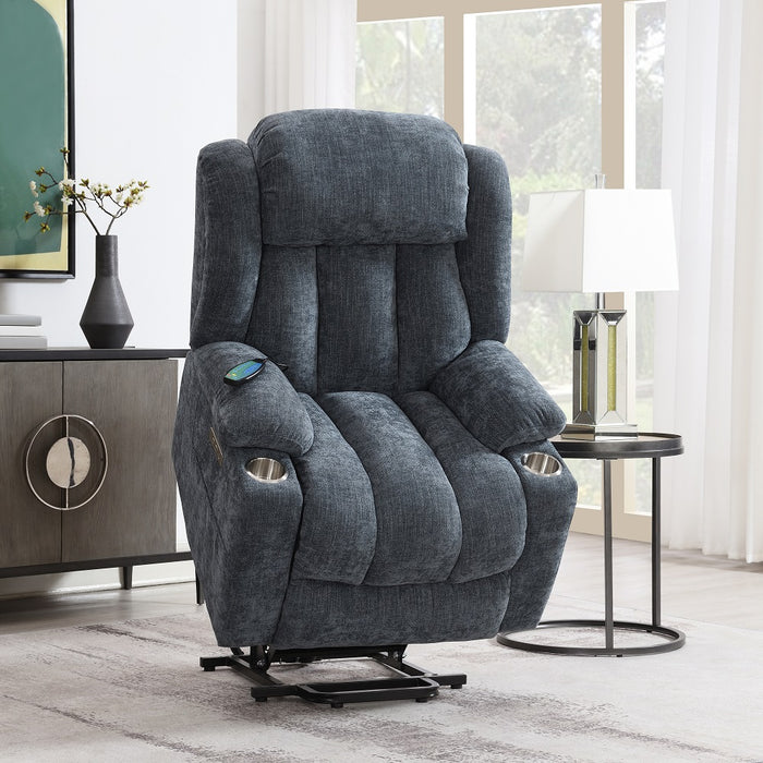 Omarion 37"L Velvet Power Recliner with Lift, Heating & Massage