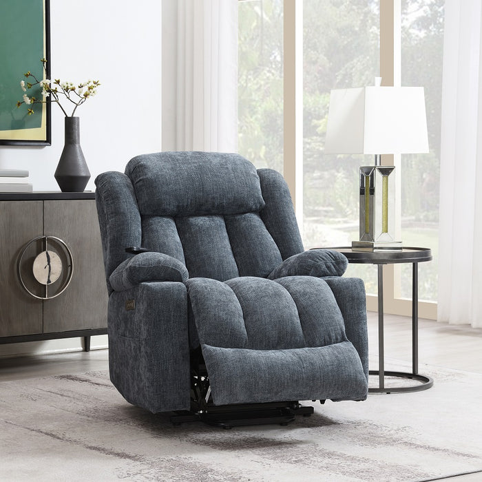 Omarion 37"L Velvet Power Recliner with Lift, Heating & Massage