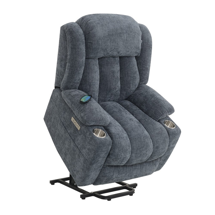 Omarion 37"L Velvet Power Recliner with Lift, Heating & Massage