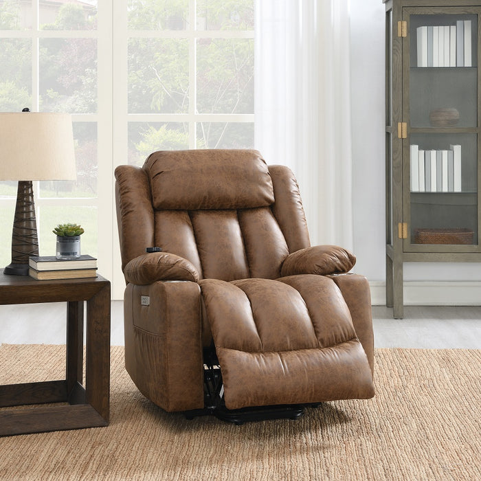 Omarion 37"L Leather Aire Power Recliner with Lift, Heating & Massage