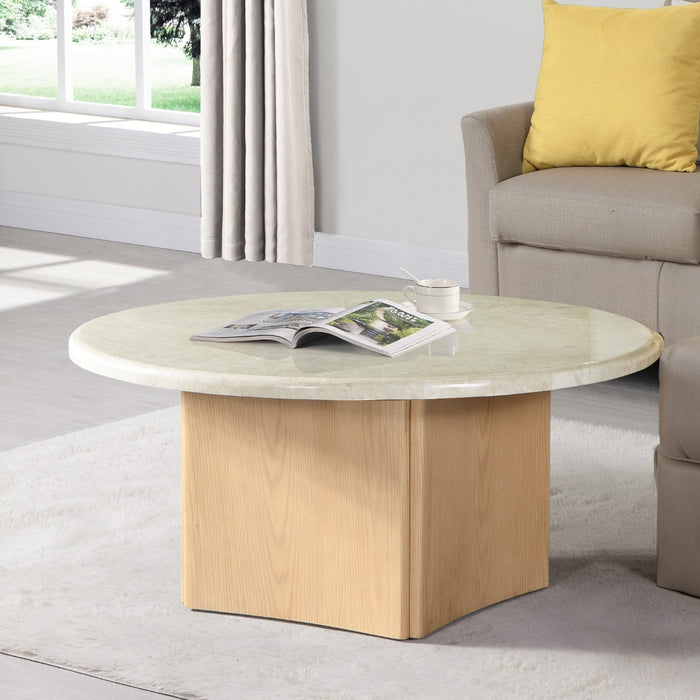 Qwin 39"Dia Marble Top Coffee Table