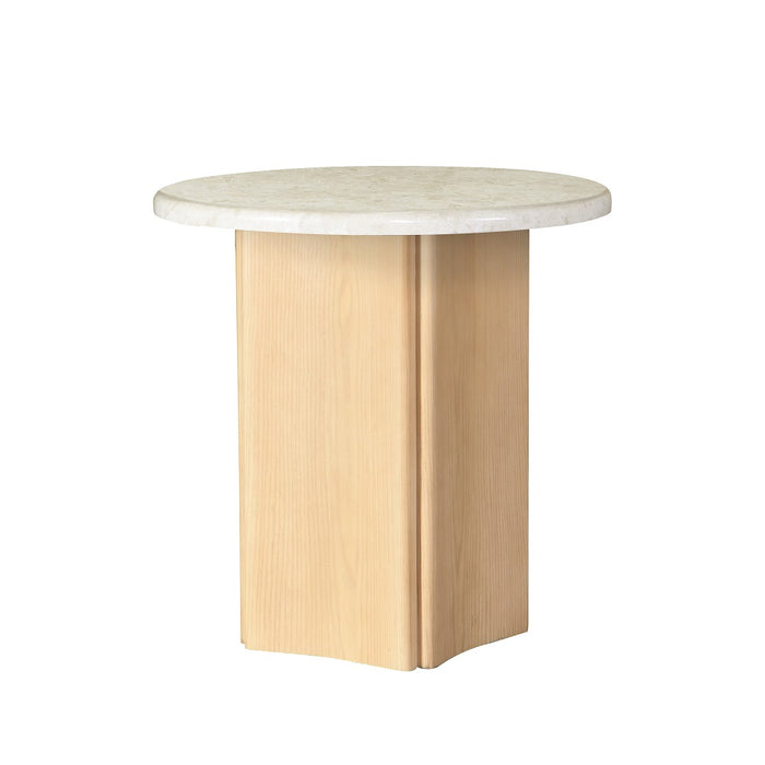 Qwin 24"Dia Marble Top End Table