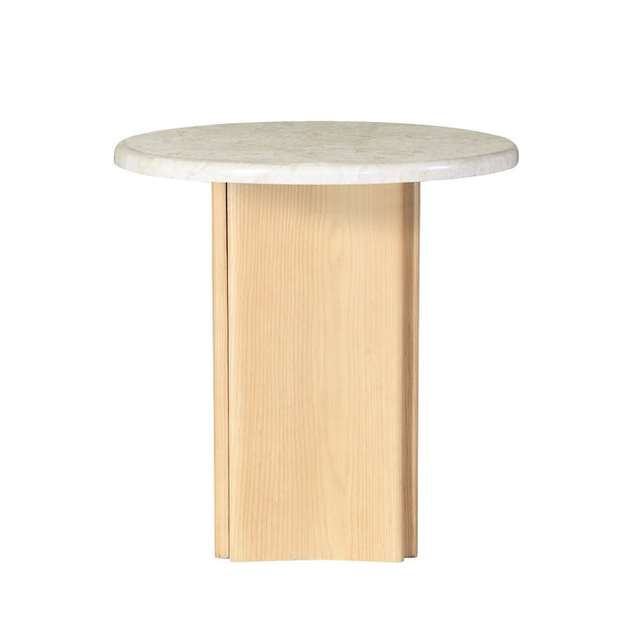 Qwin 24"Dia Marble Top End Table