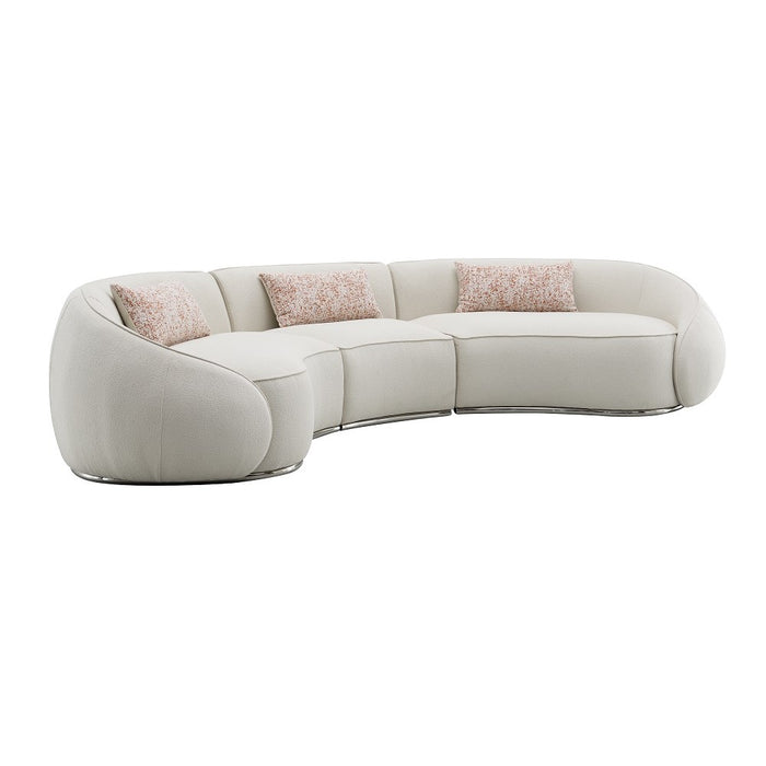 Sahara Boucle Sectional Sofa with 3 Pillows