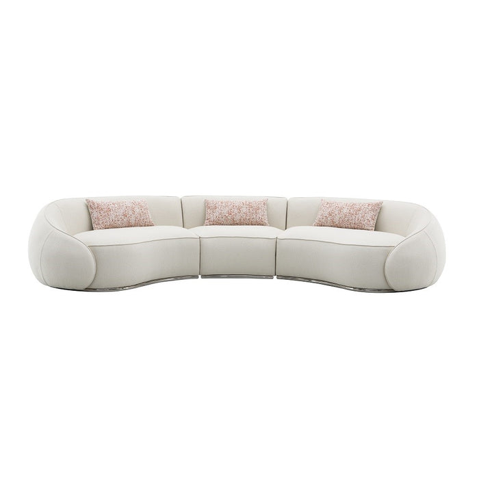 Sahara Boucle Sectional Sofa with 3 Pillows