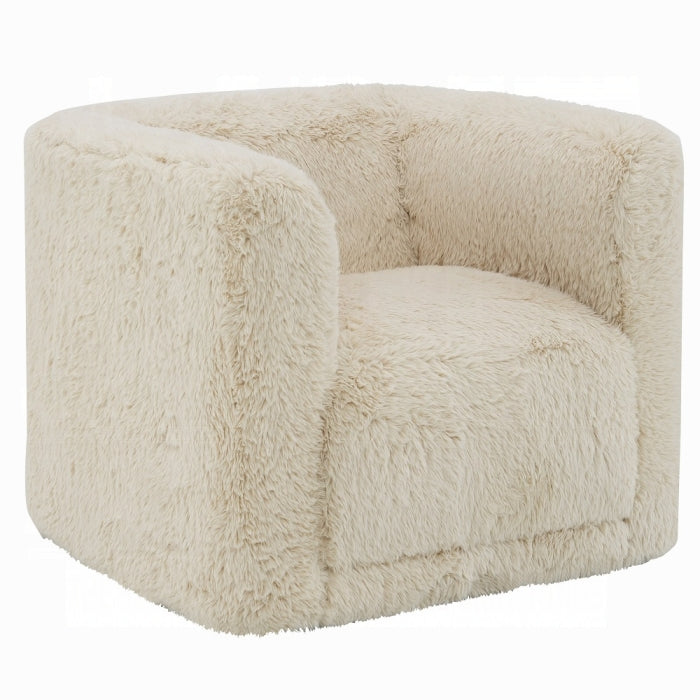 Upendo Faux Fur Upholstered Swivel Chair