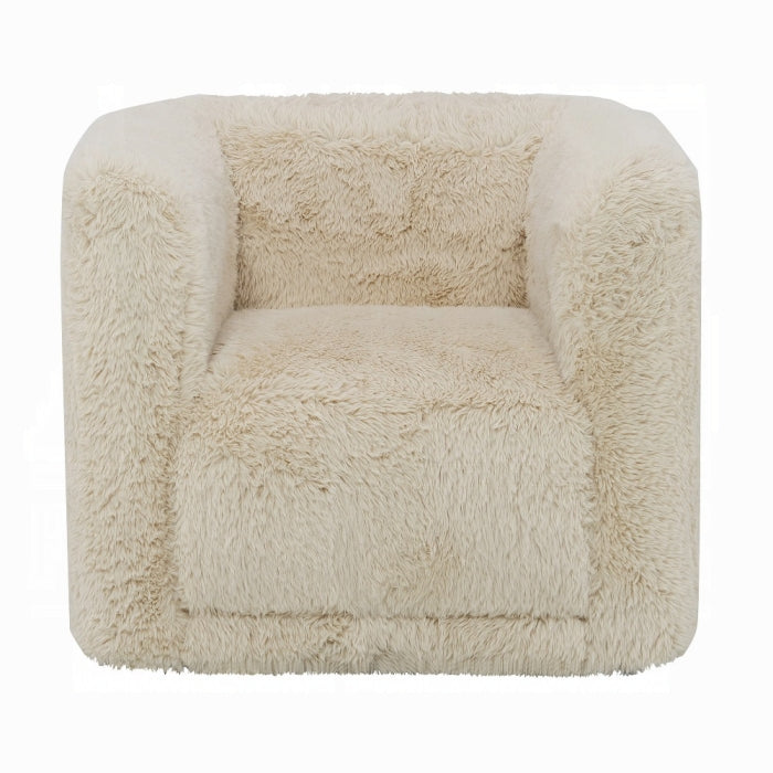 Upendo Faux Fur Upholstered Swivel Chair