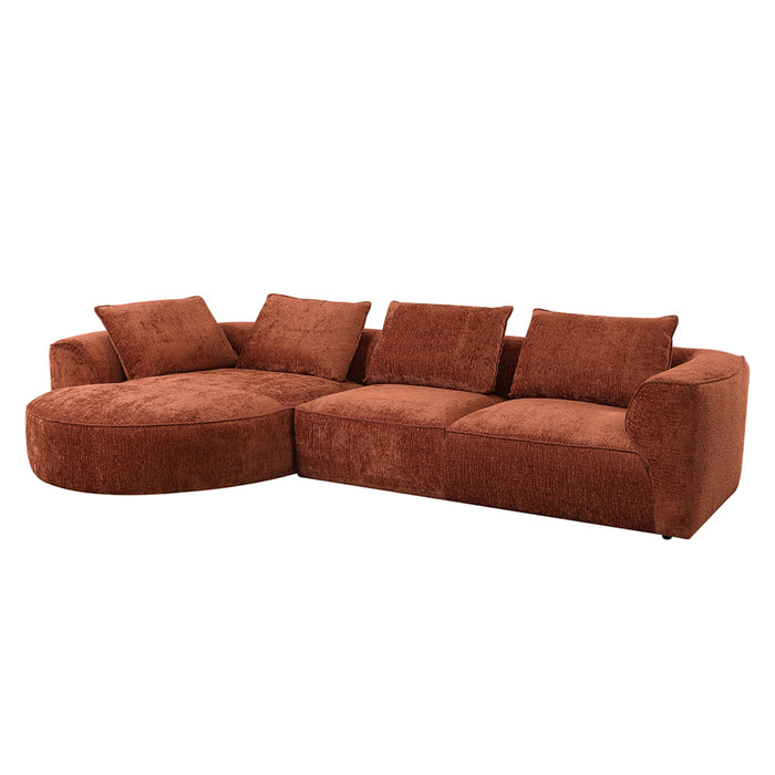 Aceso 136"L Armrest Sectional Sofa with 4 Pillows