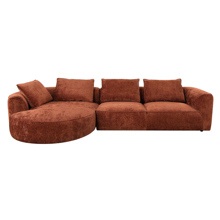 Aceso 136"L Armrest Sectional Sofa with 4 Pillows