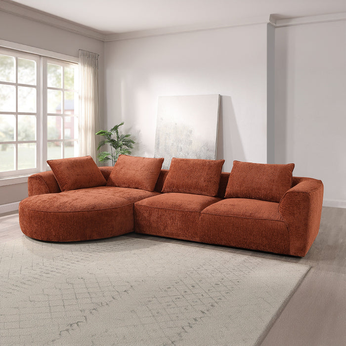 Aceso 136"L Armrest Sectional Sofa with 4 Pillows