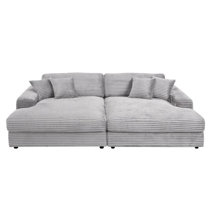 Hilde 112"L Upholstered Sectional Sofa with 4 Pillows