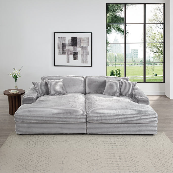 Hilde 112"L Upholstered Sectional Sofa with 4 Pillows