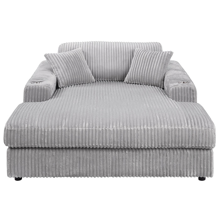 Hilde 54"L Upholstered Chaise with 2 Pillows