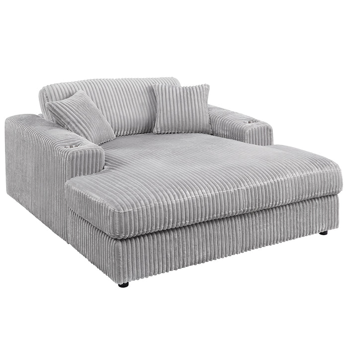 Hilde 54"L Upholstered Chaise with 2 Pillows