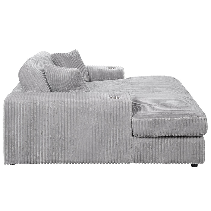 Hilde 54"L Upholstered Chaise with 2 Pillows