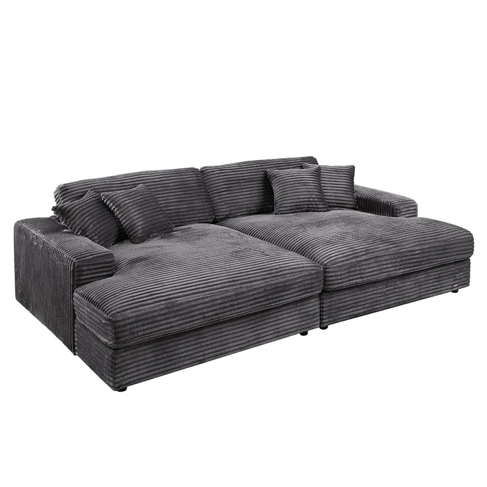 Hilde 112"L Upholstered Sectional Sofa with 4 Pillows