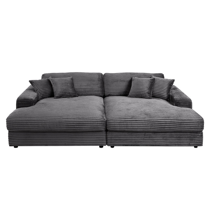 Hilde 112"L Upholstered Sectional Sofa with 4 Pillows