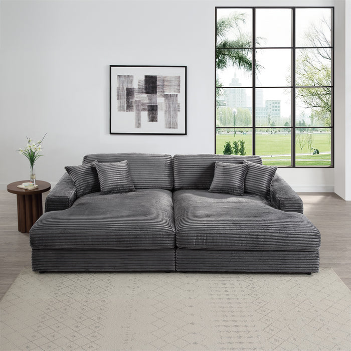 Hilde 112"L Upholstered Sectional Sofa with 4 Pillows