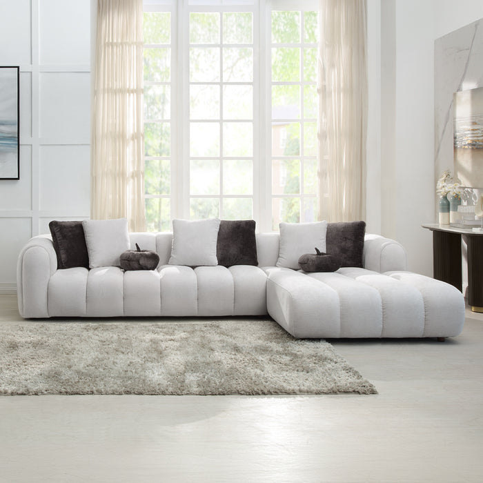 Manilla 145"L Upholstered Sectional Sofa with 8 Pillows