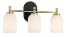 Meadows Three Lights Vanity Brushed Gold Bathroom Wall Light for Bathroom Over Mirror 20.5"W × 10.125"H × 5.5"E with White Frosted Glass - West Lamp