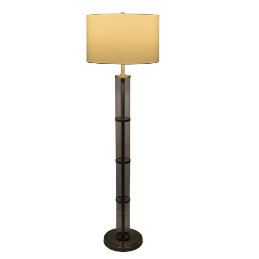 Nimbus Brushed Nickel Floor Lamp with 3-Way Rotary Switch Clear Glass Body Metal Base - West Lamp