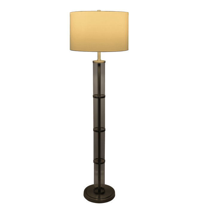 Nimbus Brushed Nickel Floor Lamp with 3-Way Rotary Switch Clear Glass Body Metal Base - West Lamp