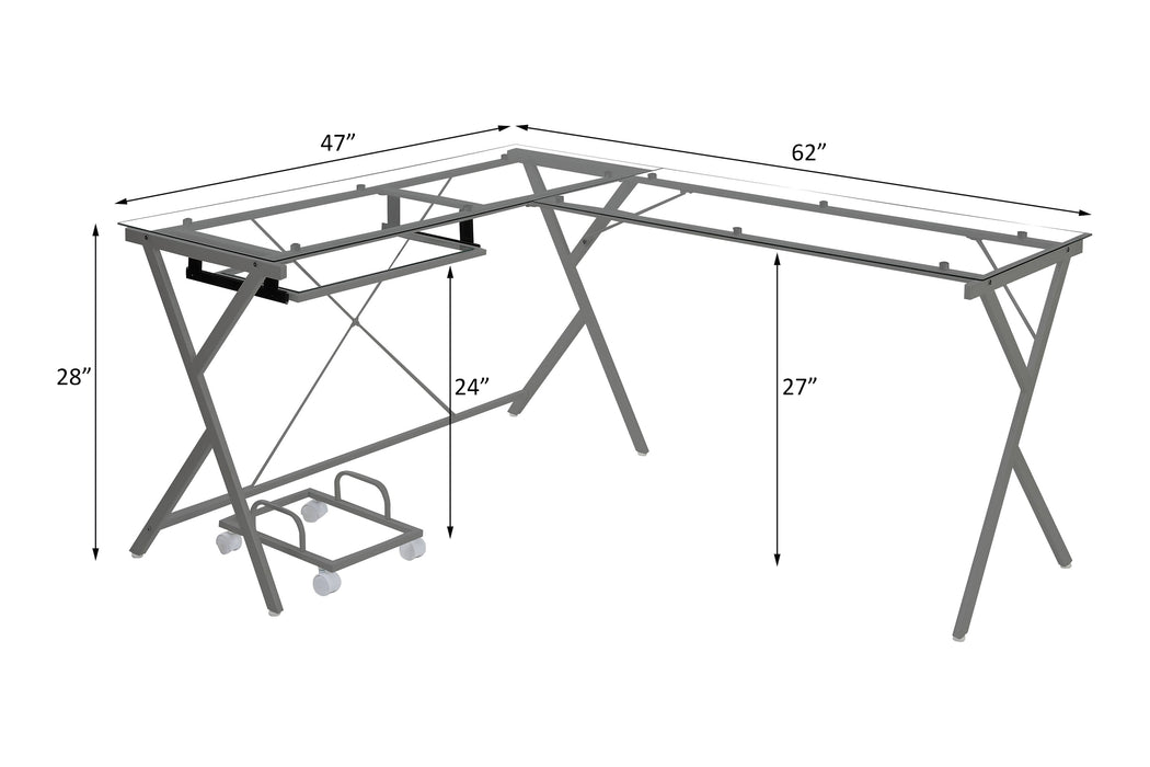 Demas 62"L Computer Desk with Tempered Glass