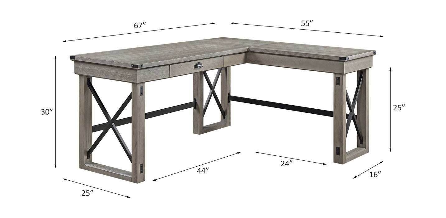 Talmar 67"L L-Shaped Writing Desk with Lift & Wooden Top