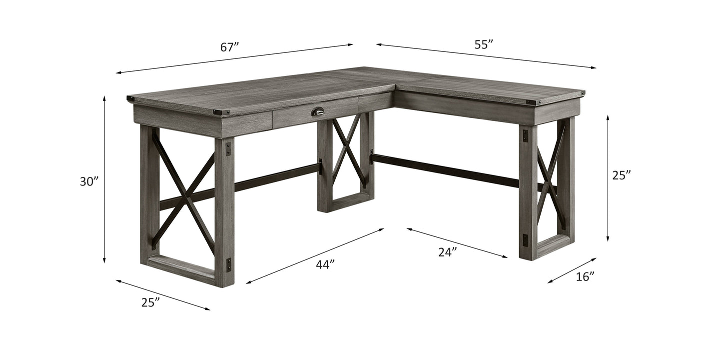 Talmar 67"L L-Shaped Writing Desk with Lift & Wooden Top