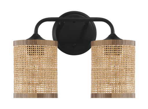 Quell Double Light Vanity With Natural Rattan Shade Wall Lamp - West Lamp