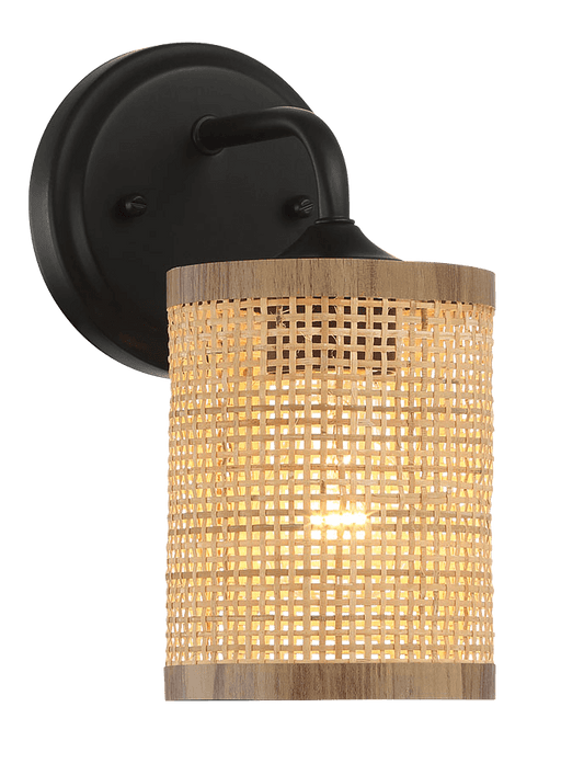 Reef Single Lights Wall Sconce With Natural Rattan Shade Rustic Wicker Wall Light - West Lamp