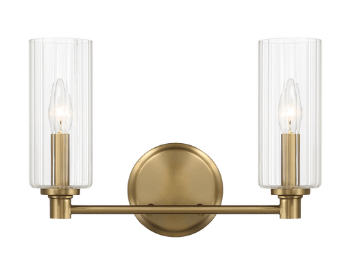 Regal Double Light Vanity With Clear Ribbed Glass - Satin Brass - West Lamp