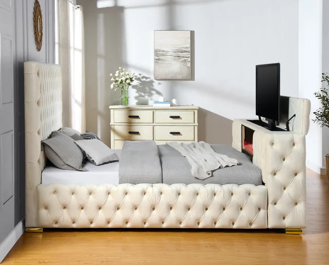 Future King Beige Platform Bed