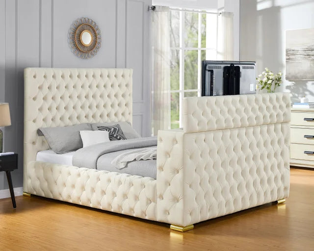 Future King Beige Platform Bed