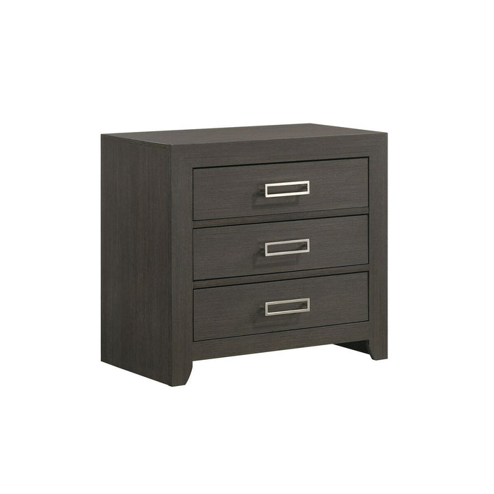 Sasha 3-Drawer Nightstand W/ USB in Grey