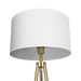 Sway Brassed Gold Floor Lamp with On/Off Switch Triple Legs White Fabric Shade - West Lamp