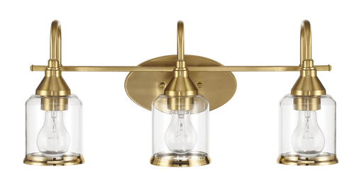 Twilight Three Lights Brushed Gold Contemporary Vanity Light 22"W × 10"H × 7.48"E with Clear Glass - West Lamp