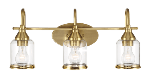 Twilight Three Lights Brushed Gold Contemporary Vanity Light 22"W × 10"H × 7.48"E with Clear Glass - West Lamp