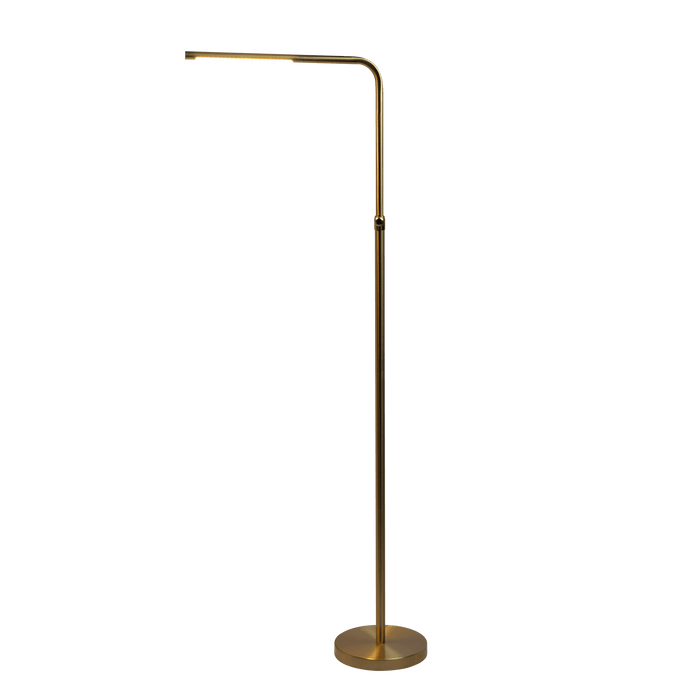 Verve Brassed Gold Floor Lamp with On/Off Switch Adjustable Led Round Base - West Lamp