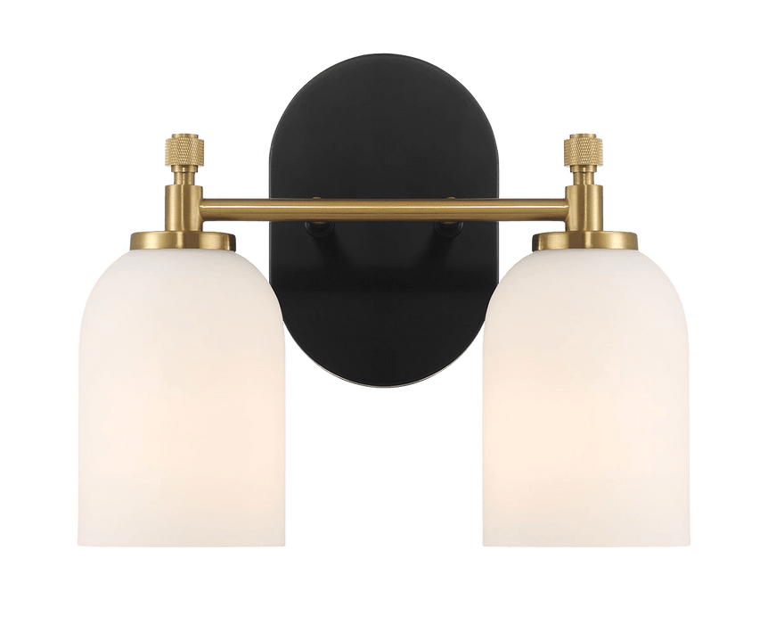 Vortex Two Lights Vanity in Traditional Style for Over Bathroom Mirror Wall Sconce 12.25"W × 10.125"H × 5.5"E With White Frosted Glass - West Lamp