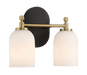 Vortex Two Lights Vanity in Traditional Style for Over Bathroom Mirror Wall Sconce 12.25"W × 10.125"H × 5.5"E With White Frosted Glass - West Lamp