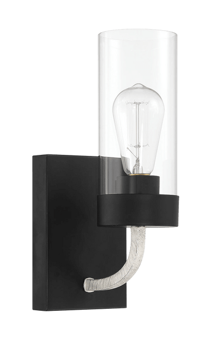 Zephyr Single Light Sconce With Clear Glass Metal Black Finish - West Lamp